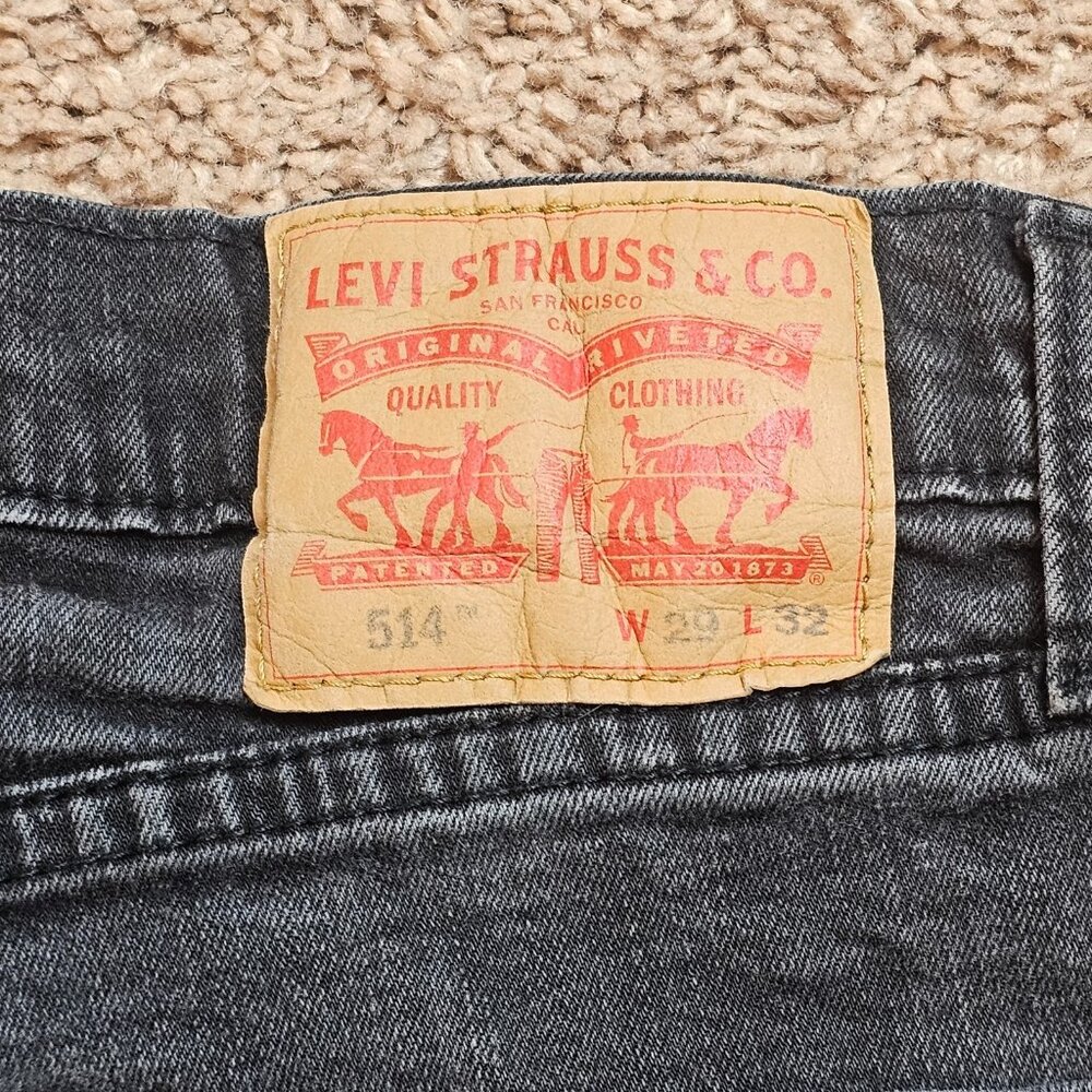 Levis 514 Jeans Mens Tag 29x32 Fit 28x29 Black Straight Denim Dark Wash Stretch - Picture 3 of 13